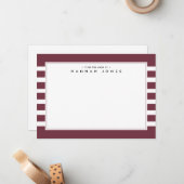 Carte De Correspondance Bordure rouge blanche rayée moderne (Devant/Arrière en situation)
