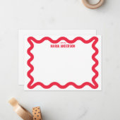 Carte De Correspondance Bordure rouge rouge rétro personnalisée (Devant/Arrière en situation)