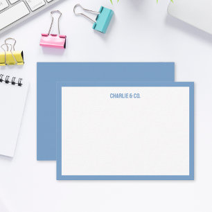 Carte De Correspondance Bordure simple bleu poussiéreux minimaliste, perso