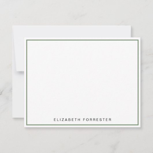 Carte De Correspondance Bordure simple classique verte Sage (Devant)