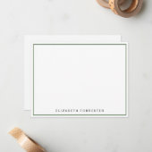 Carte De Correspondance Bordure simple classique verte Sage (Devant/Arrière en situation)
