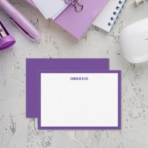 Carte De Correspondance Bordure simple minimaliste Moyenne Violet,