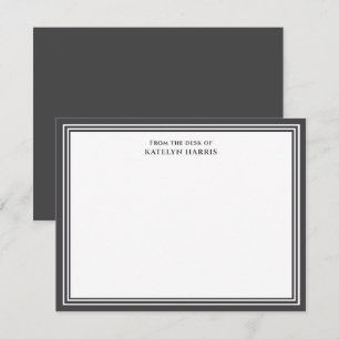 Carte De Correspondance Bordure triple gris foncé de la part de plat