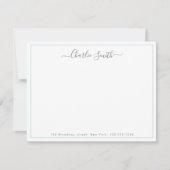 Carte De Correspondance Bordure turquoise de script simple personnalisée (Devant)