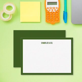 Carte De Correspondance Bordure unique minimaliste vert olive, personnalis