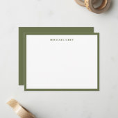 Carte De Correspondance Bordure verte olive moderne professionnelle (Devant/Arrière en situation)