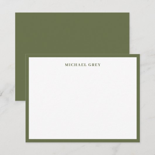 Carte De Correspondance Bordure verte olive moderne professionnelle (Devant / Derrière)