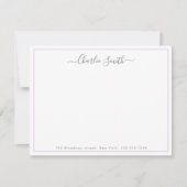 Carte De Correspondance Bordure violet simple script personnalisé (Devant)