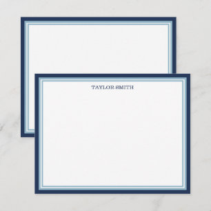 Carte De Correspondance Bordures Bleu Marine et Bleu Clair Ajoutez Votre N