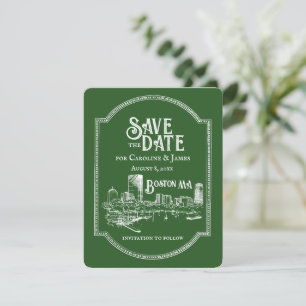 Carte De Correspondance Boston Forest Green Sauvez la date