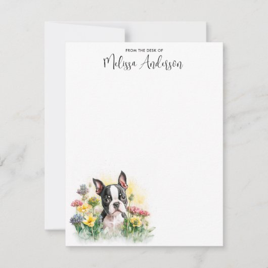 Carte De Correspondance Boston Terrier Chien Aquarelle Chien Chien Chien C (Devant)