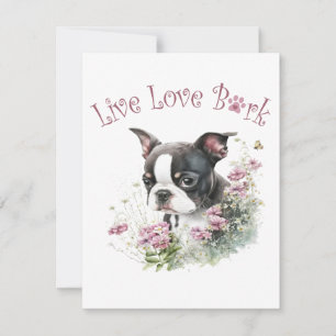 Carte De Correspondance Boston Terrier Chien Maman Florale