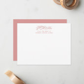 Carte De Correspondance Botanique Rose Pâle Rustique Simple (Devant/Arrière en situation)