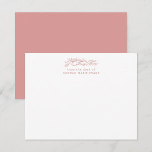 Carte De Correspondance Botanique Rose Pâle Rustique Simple