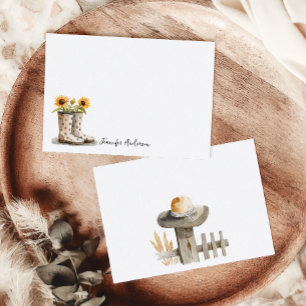 Carte De Correspondance Bottes de jardin Tournesol Monogramme Personnalisé