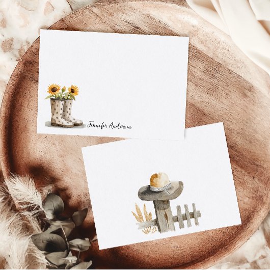 Carte De Correspondance Bottes de jardin Tournesol Monogramme Personnalisé