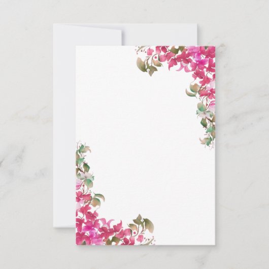 Carte De Correspondance Bougainvillea Fleurs Aquarelle Magenta (Devant)