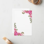 Carte De Correspondance Bougainvillea Fleurs Aquarelle Magenta (Devant/Arrière en situation)