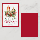 Carte De Correspondance Bougie d'aquarelle élégante budget Joyeux Noël (Devant / Derrière)