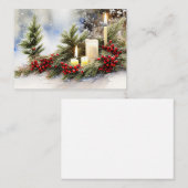 Carte De Correspondance Bougies baies et sapin budget mini Noël (Devant / Derrière)