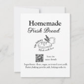 Carte De Correspondance Boulangerie de pain frais ajouter nom ingrédients (Dos)