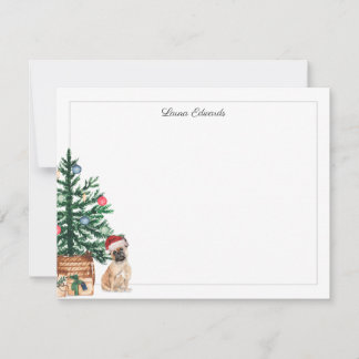 Carte De Correspondance Bouledogue français arbre de Noël vacances