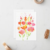 Carte De Correspondance Bouquet Abstrait de fleurs mixtes (Devant/Arrière en situation)