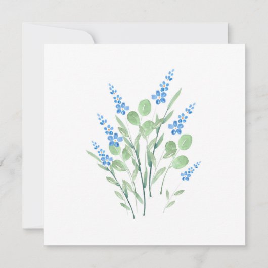 Carte De Correspondance Bouquet de Fleurs sauvages d'aquarelle bleue (Devant)