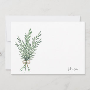 Carte De Correspondance Bouquet de romarin d'aquarelle avec bec de jute