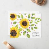 Carte De Correspondance Bouquet de tournesol peint à la main (Devant/Arrière en situation)