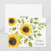 Carte De Correspondance Bouquet de tournesol peint à la main (Devant / Derrière)