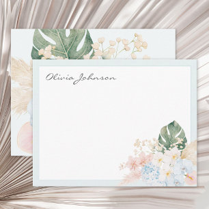 Carte De Correspondance Bouquet Floral de Fleurs Tropicales à l'Aquarelle 