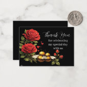 Carte De Correspondance Bourdons et Roses Rouges Merci (Devant/Arrière en situation)