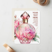 Carte De Correspondance Bouteille de parfum rose plat (Devant/Arrière en situation)