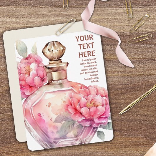 Carte De Correspondance Bouteille de parfum rose plat