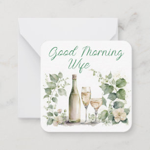 Carte De Correspondance Bouteilles À Vins De Bonne Matinée Avec Verres