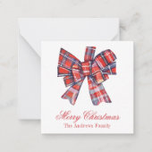 Carte De Correspondance Bow Bow Tartan Rouge Noël (Devant)