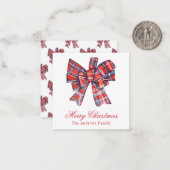 Carte De Correspondance Bow Bow Tartan Rouge Noël (Devant/Arrière en situation)