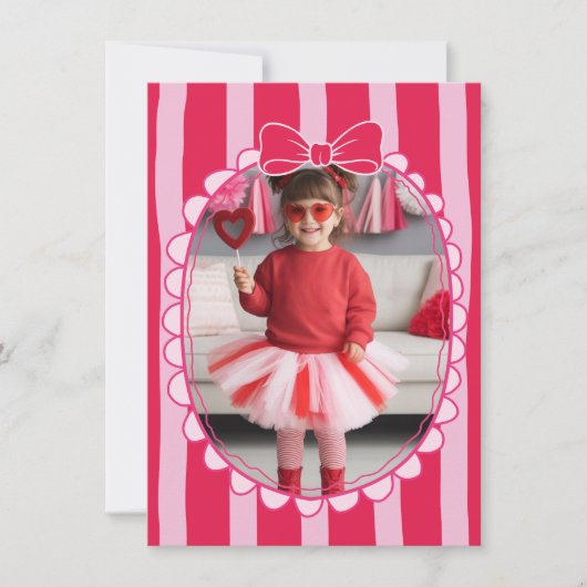 Carte De Correspondance Bow Frame Kid Photo Valentine Card, Child School (Devant)