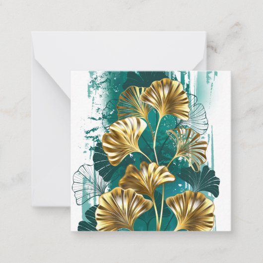 Carte De Correspondance Branche avec Feuilles d'or Ginko Biloba (Devant)