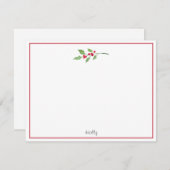 Carte De Correspondance Branche de houx aquarelle (Devant / Derrière)