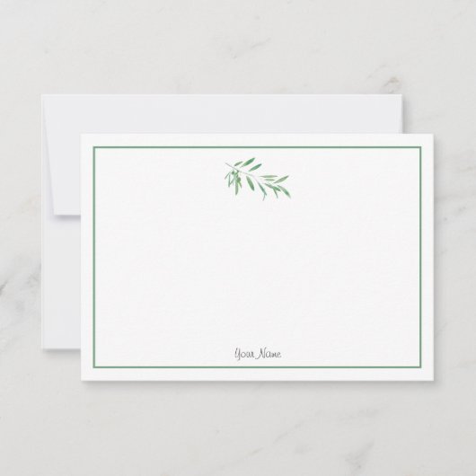 Carte De Correspondance Branche d'olive aquarelle (Devant)