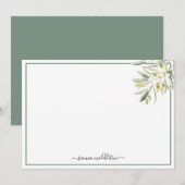 Carte De Correspondance Branche d'olive méditerranéenne Rustique Personnal (Devant / Derrière)