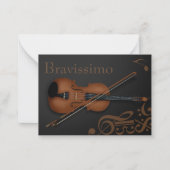 Carte De Correspondance "Bravissimo" Violon Brown & Bow Noir & Brown (Devant)