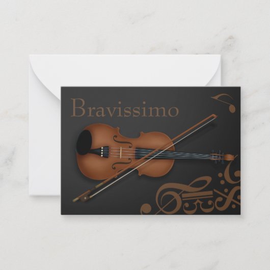 Carte De Correspondance "Bravissimo" Violon Brown & Bow Noir & Brown (Devant)