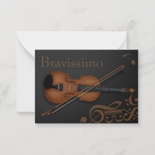 Carte De Correspondance "Bravissimo" Violon Brown & Bow Noir & Brown