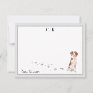 Carte De Correspondance Bretagne Chien Grey Bordure Monogramme Votre nom P