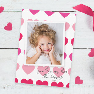 Carte De Correspondance Bright Pink Hearts Photo Saint-Valentin