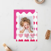 Carte De Correspondance Bright Pink Hearts Photo Saint-Valentin (Devant/Arrière en situation)