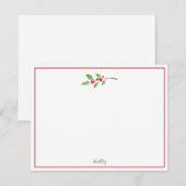 Carte De Correspondance Brin de houx aquarellé (Devant / Derrière)